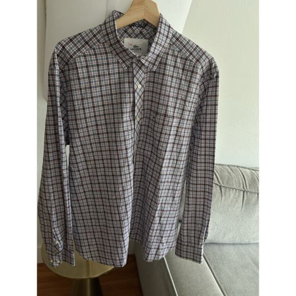 Lacoste Plaid Y2K 90’s Shirt Button Up Slim Fit Mens 42